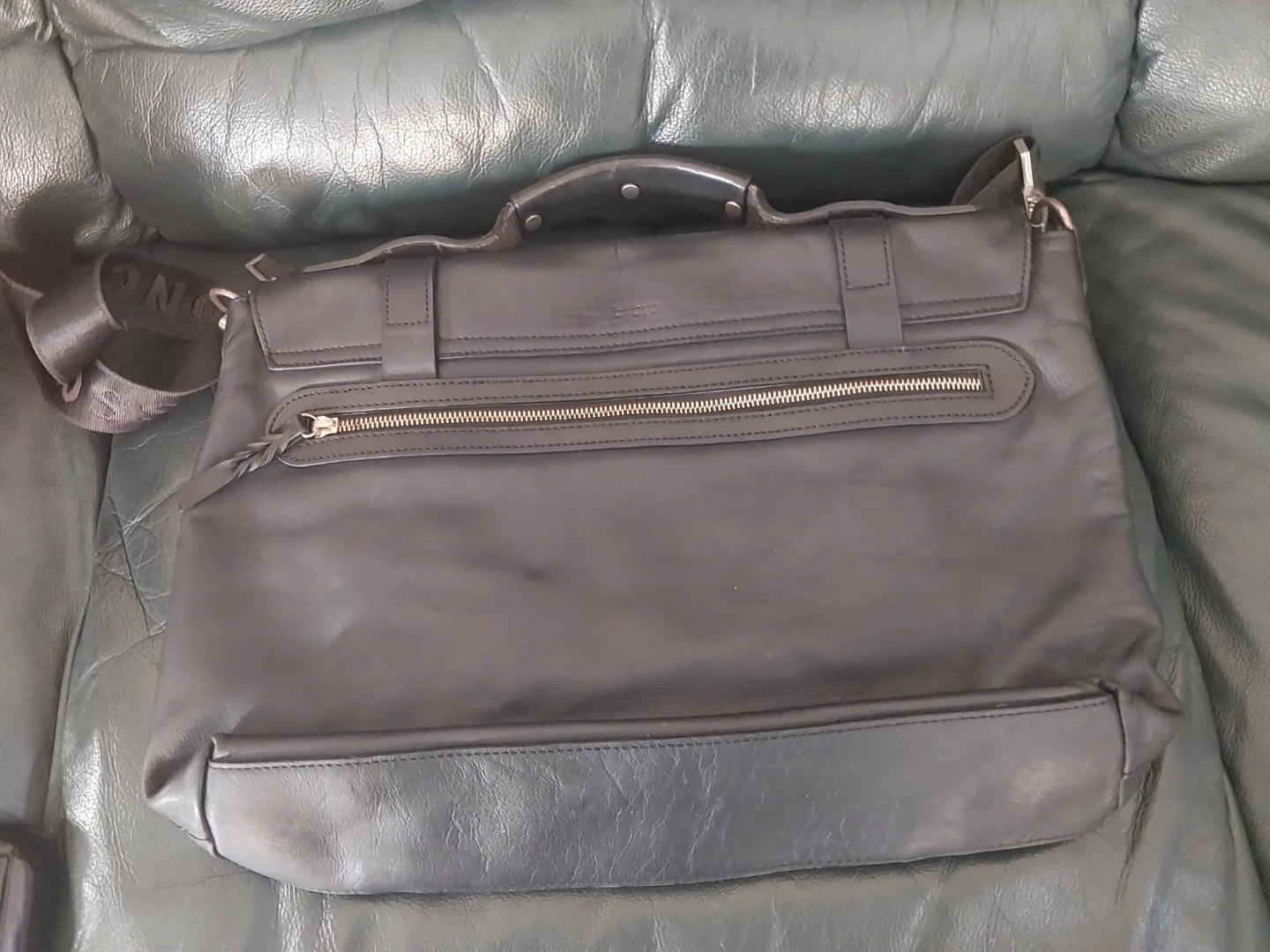 Black Leather Messenger Bag - photo 3