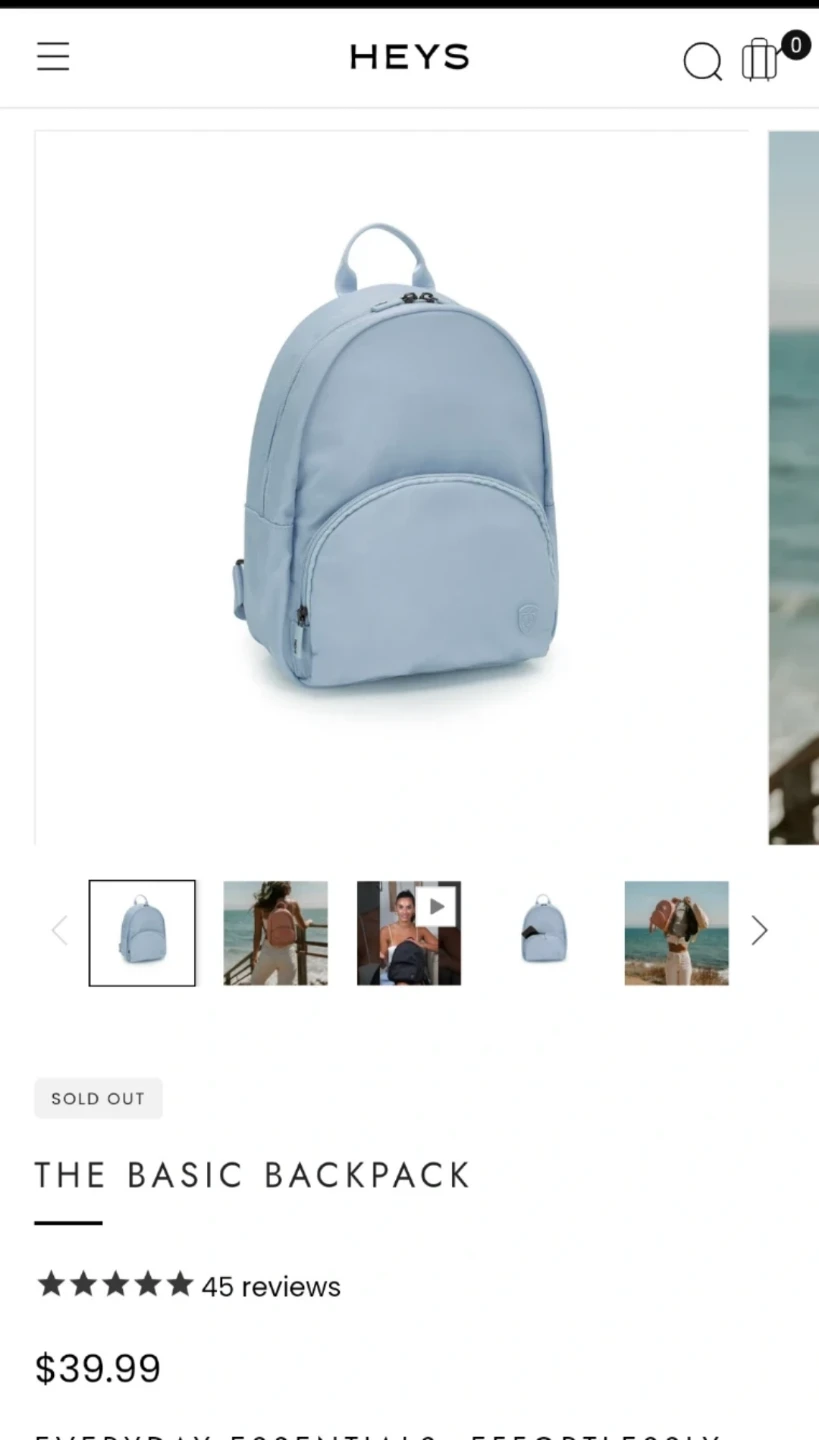 BNWT! HEYS The Basic Backpack (Black and Blue)