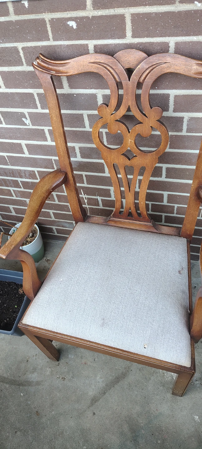 (2) Wooden Armchair with Upholstered Seat - photo 3