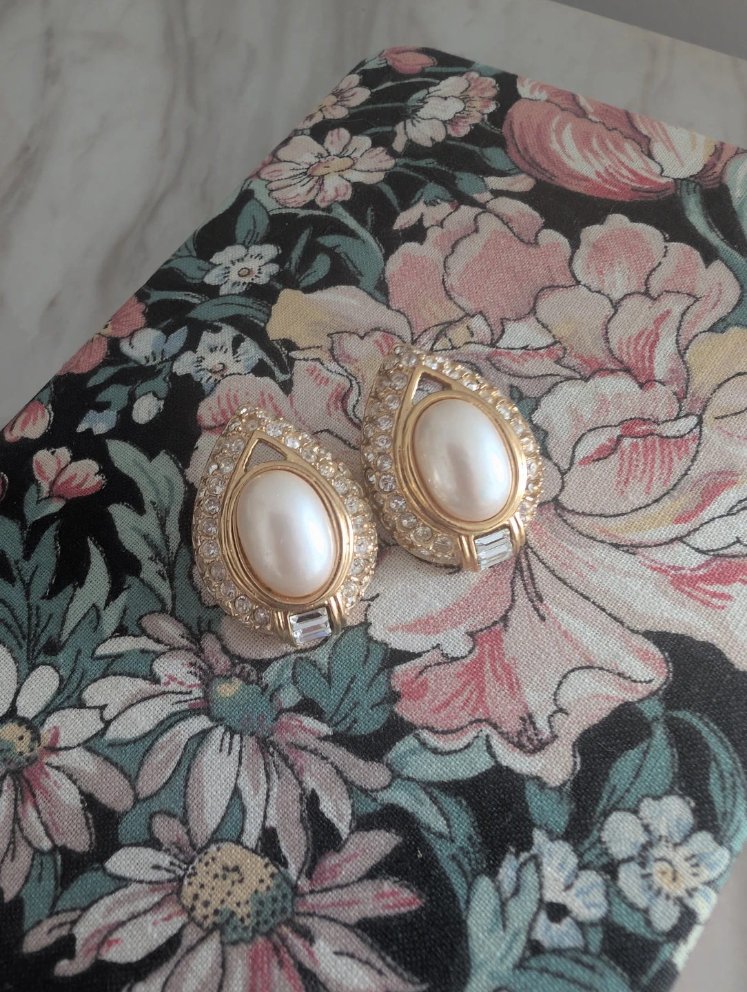 Pearls & Rhinestone Cluster Earrings