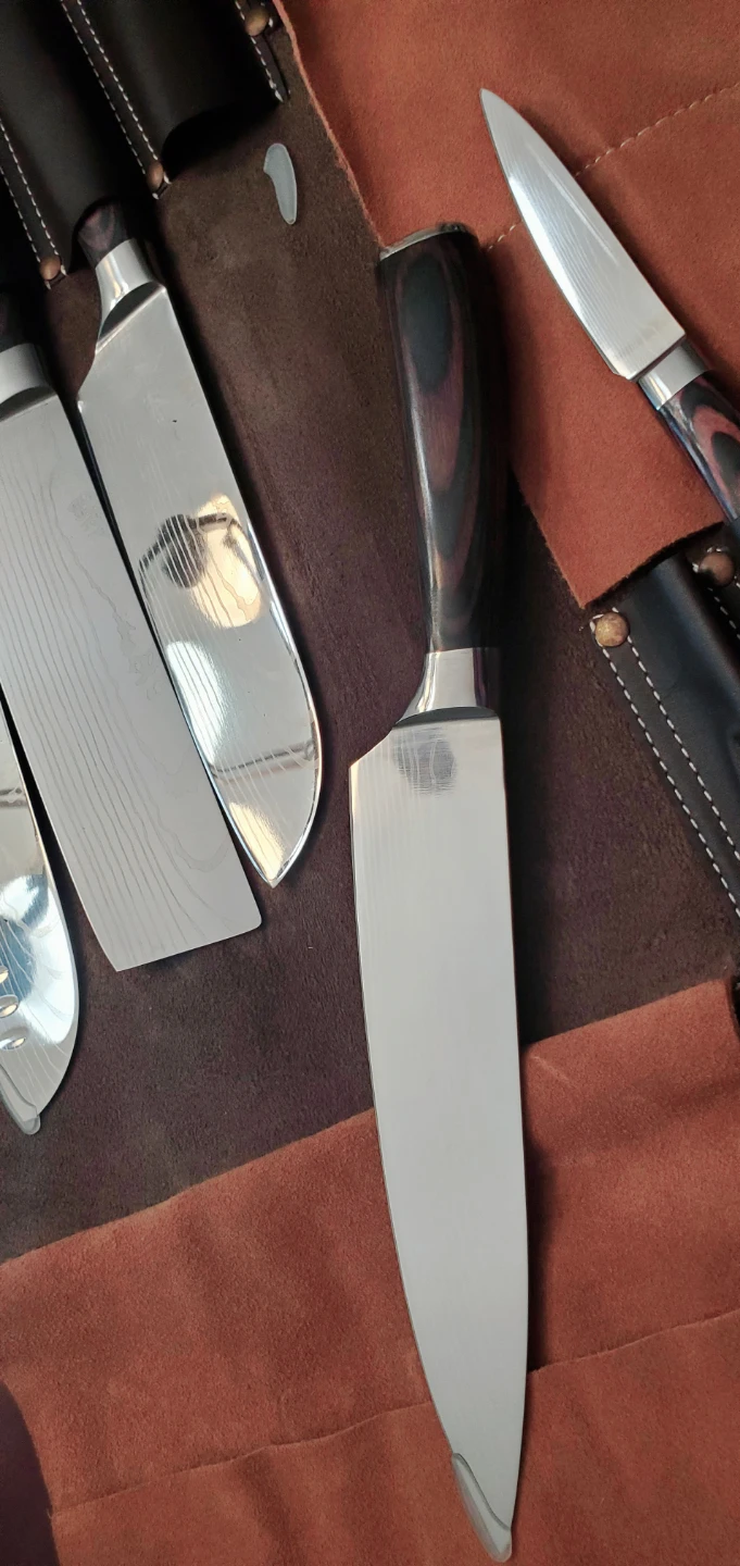 10 Piece Senken Japanese Knives &  Leather Carrying Case - photo 4