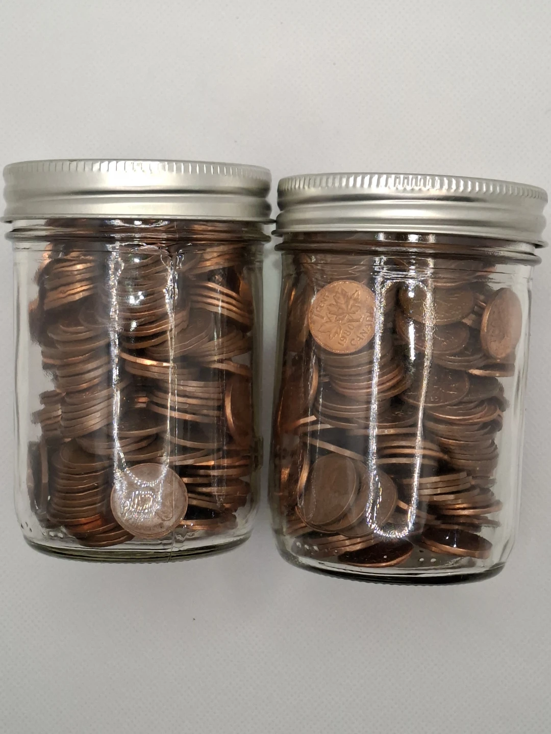 Two Jars Full of Canadian Pennies - photo 2