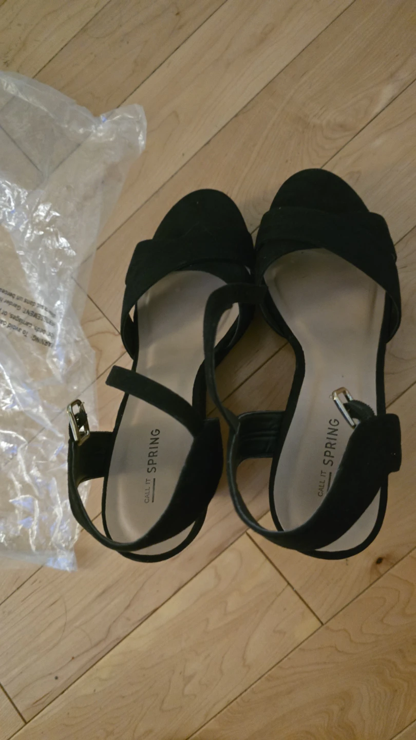 Call It Spring Black Wedge Sandals Size 8 - photo 2