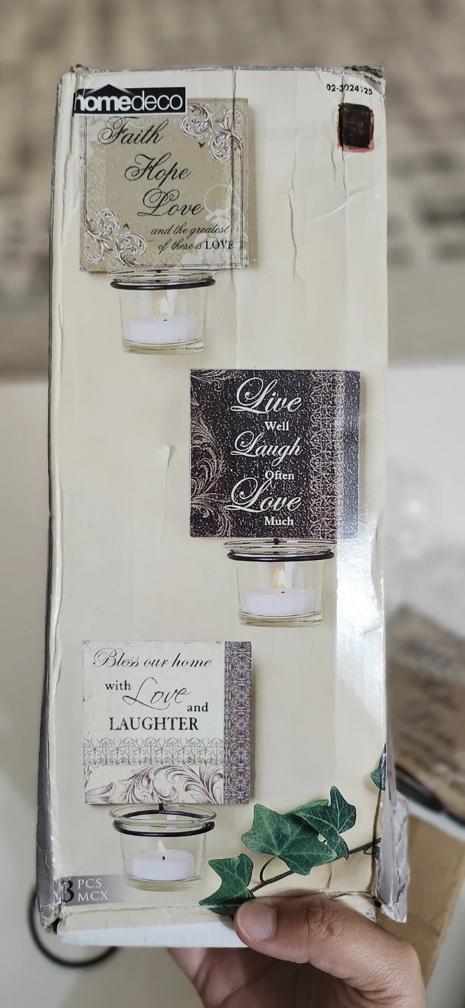 HomeDeco Set of 3 Tea Light Holders with Inspirational Sayings - photo 2