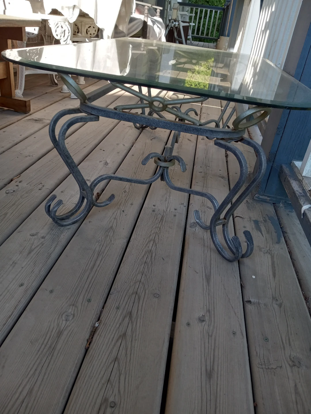 Glass Coffee Table with Ornate Metal Base - photo 2