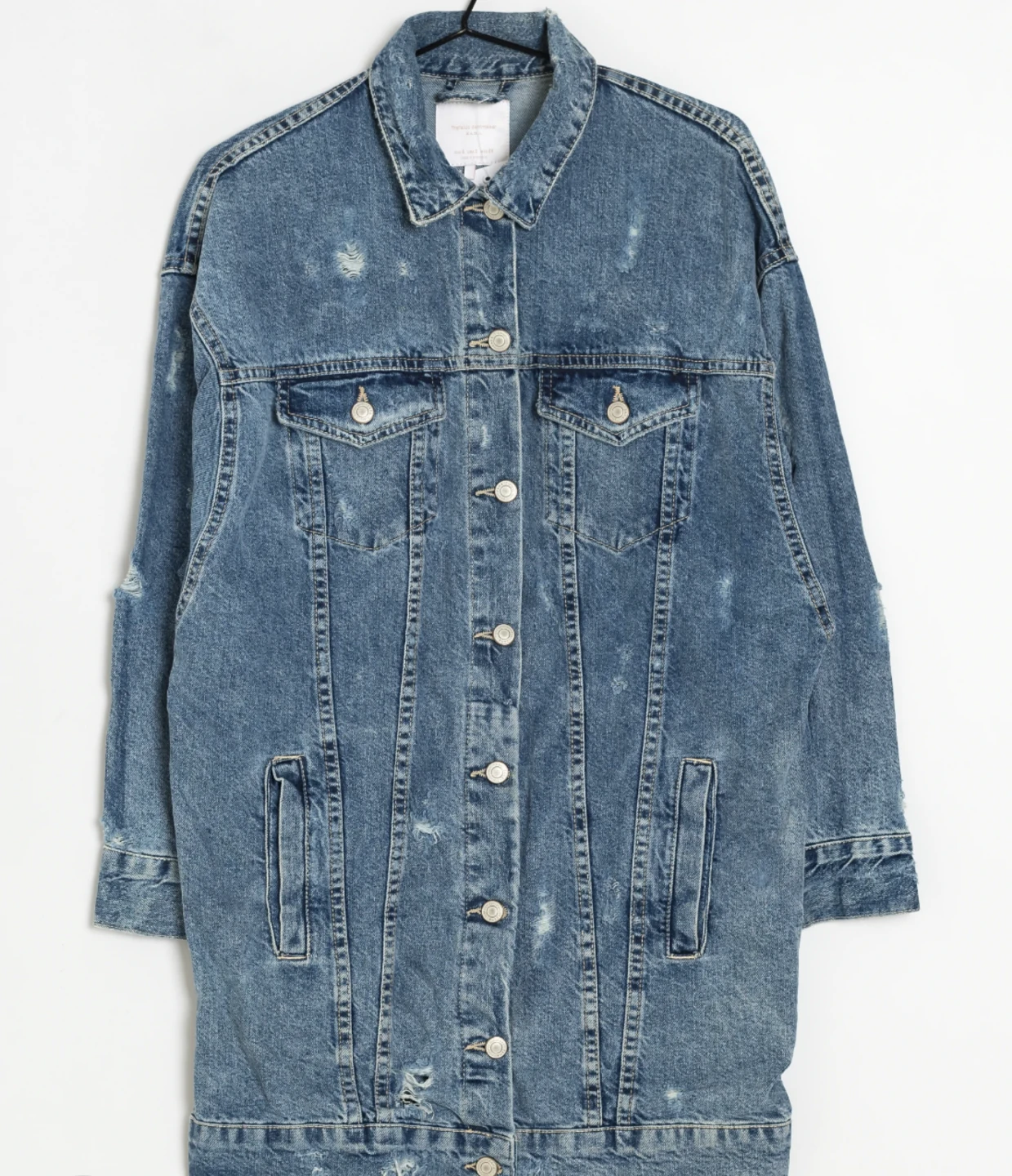 ZARA Distressed Long Jean Jacket - photo 2