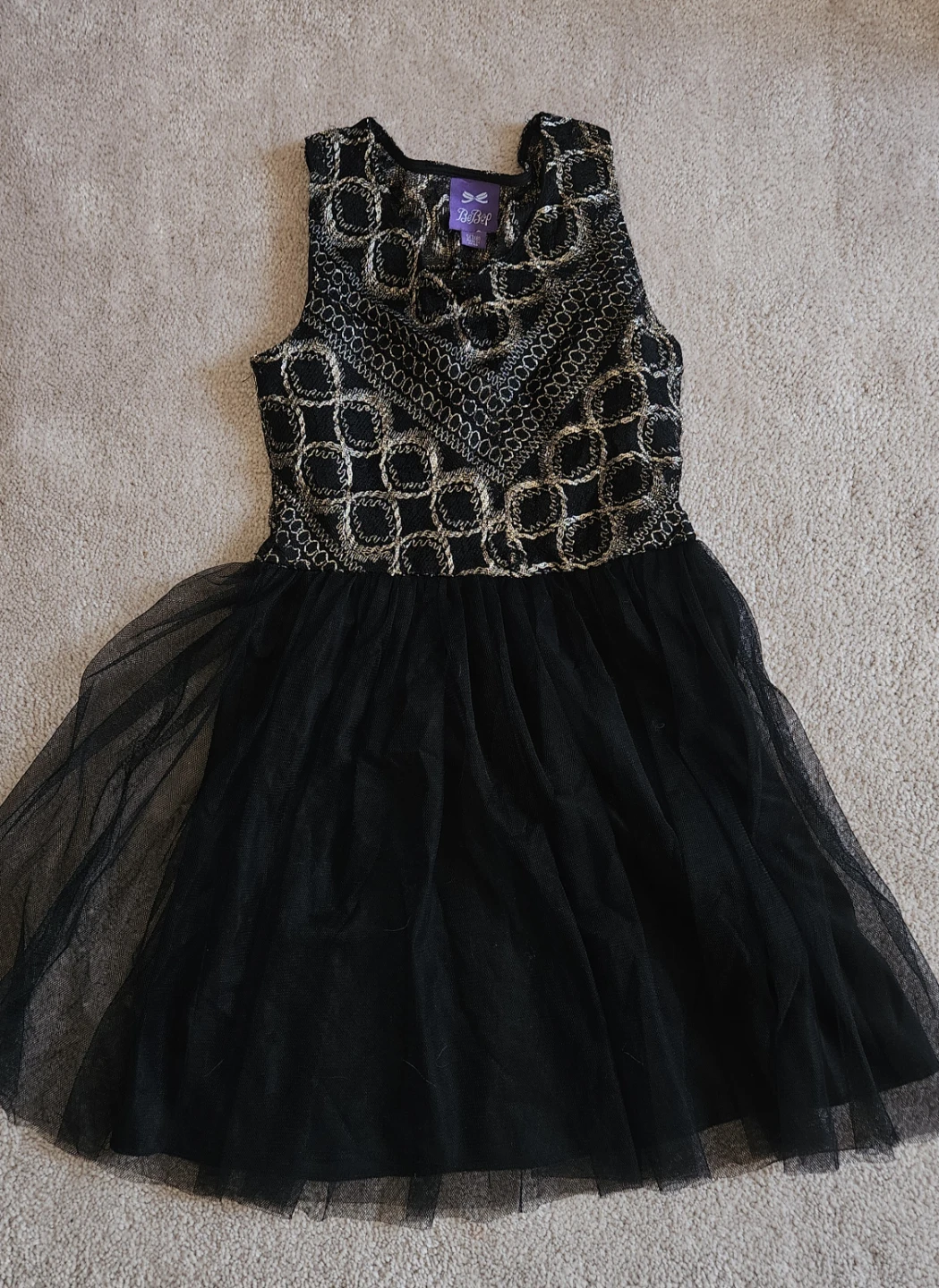 B.Bop Girls Black Tulle Dress Size S(7/8)