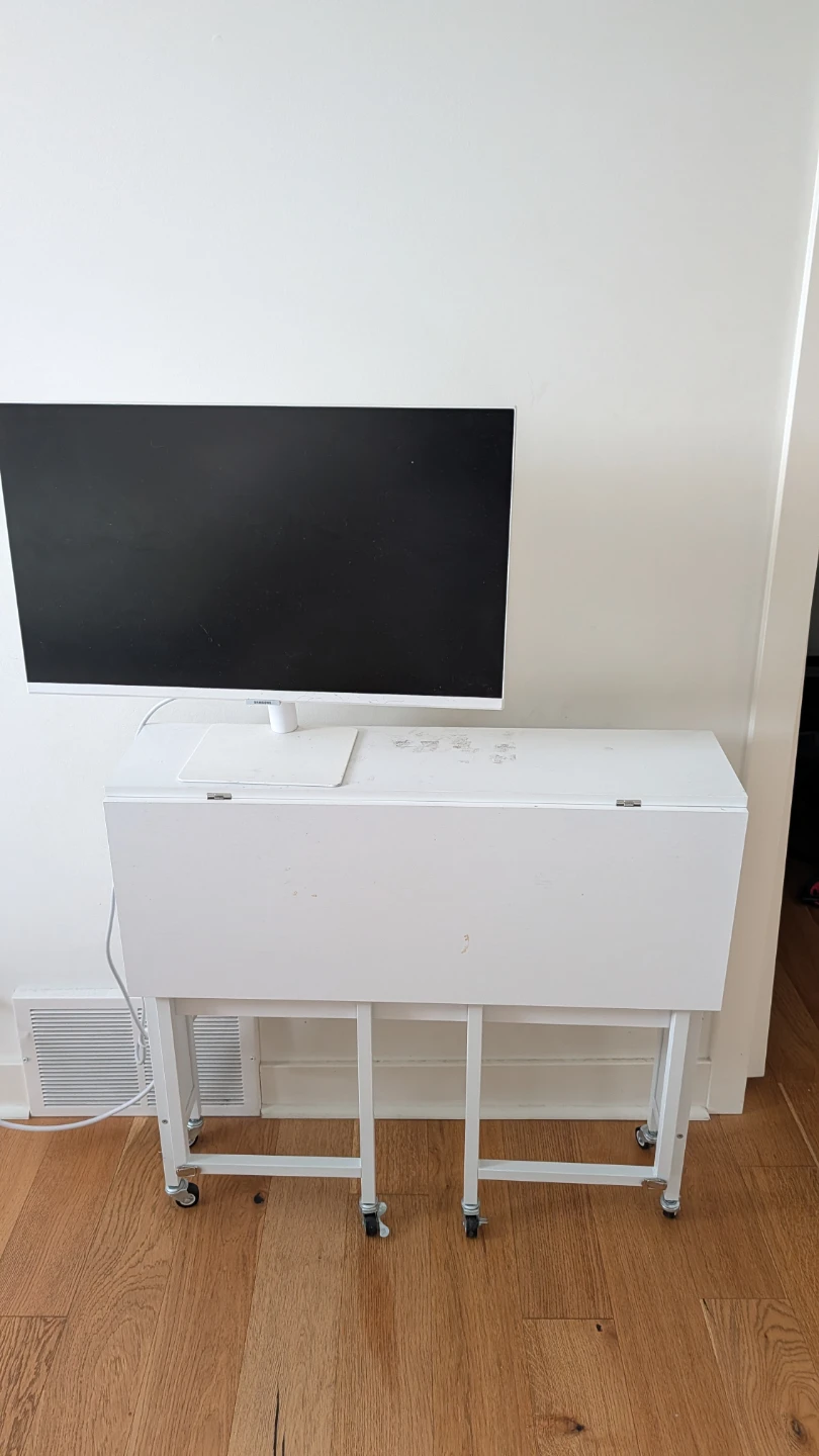 White Folding Desk with Wheels - photo 2