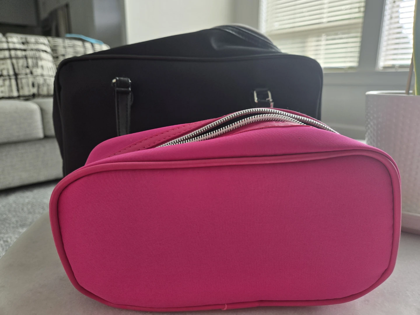 Lancôme Black Travel Cosmetic Bag with Pink Insert
