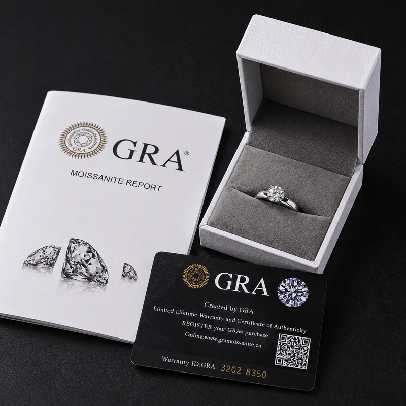 GRA Moissanite Diamond Engagement Ring - photo 4