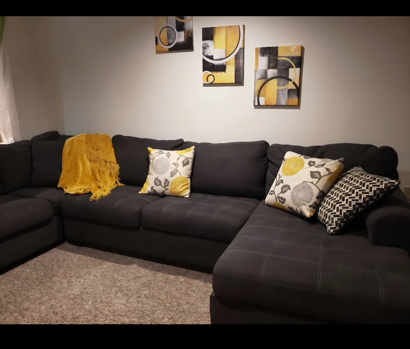 Dark Gray Sectional Sofa with Chaise
