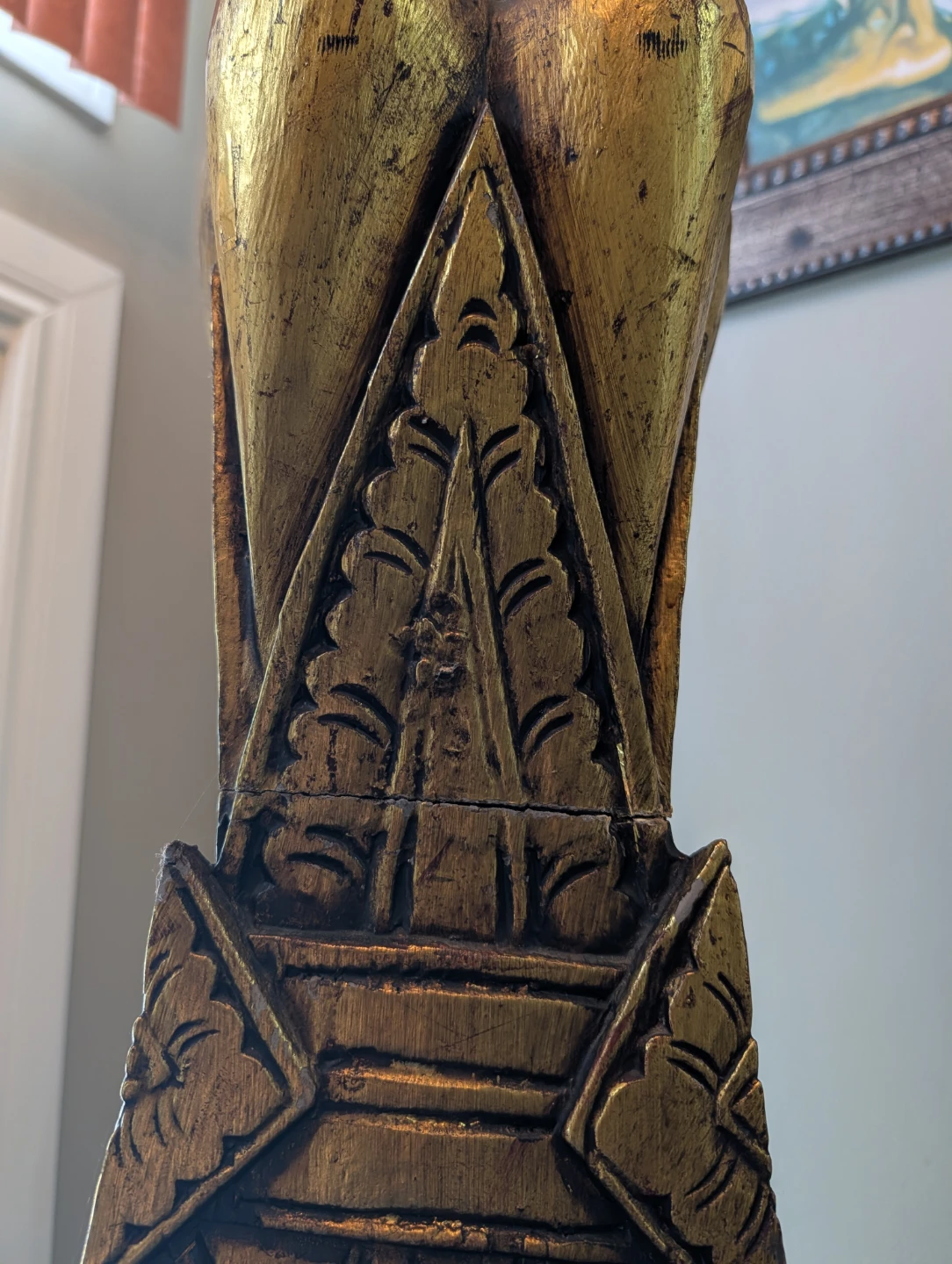 Vintage 81" Massive Hand-Carved Wooden  Mask Floor Sculpture - photo 4