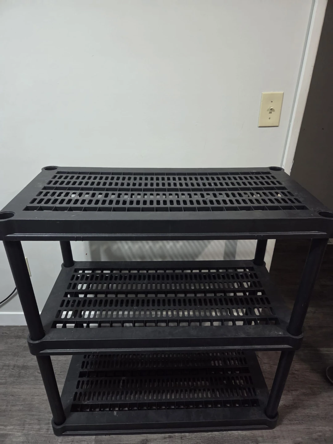 Black 3-Tier Plastic Storage Shelving Unit