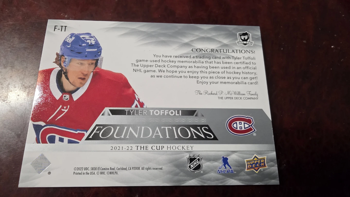 Tyler Toffoli Foundations Jersey Card 36/49 - photo 2