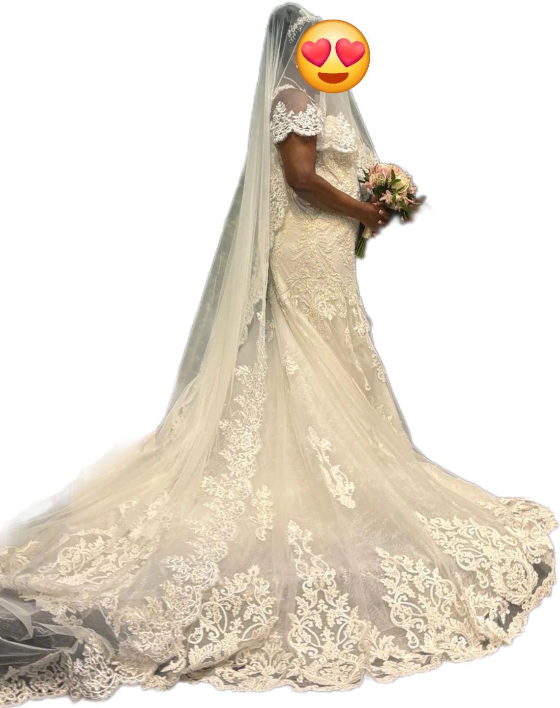 White Wedding Dress with Veil - photo 2