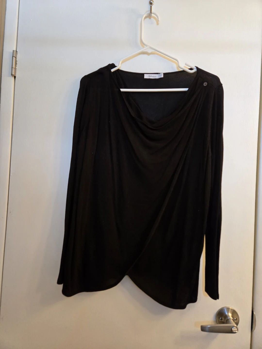 Black Draped Long Sleeve Top