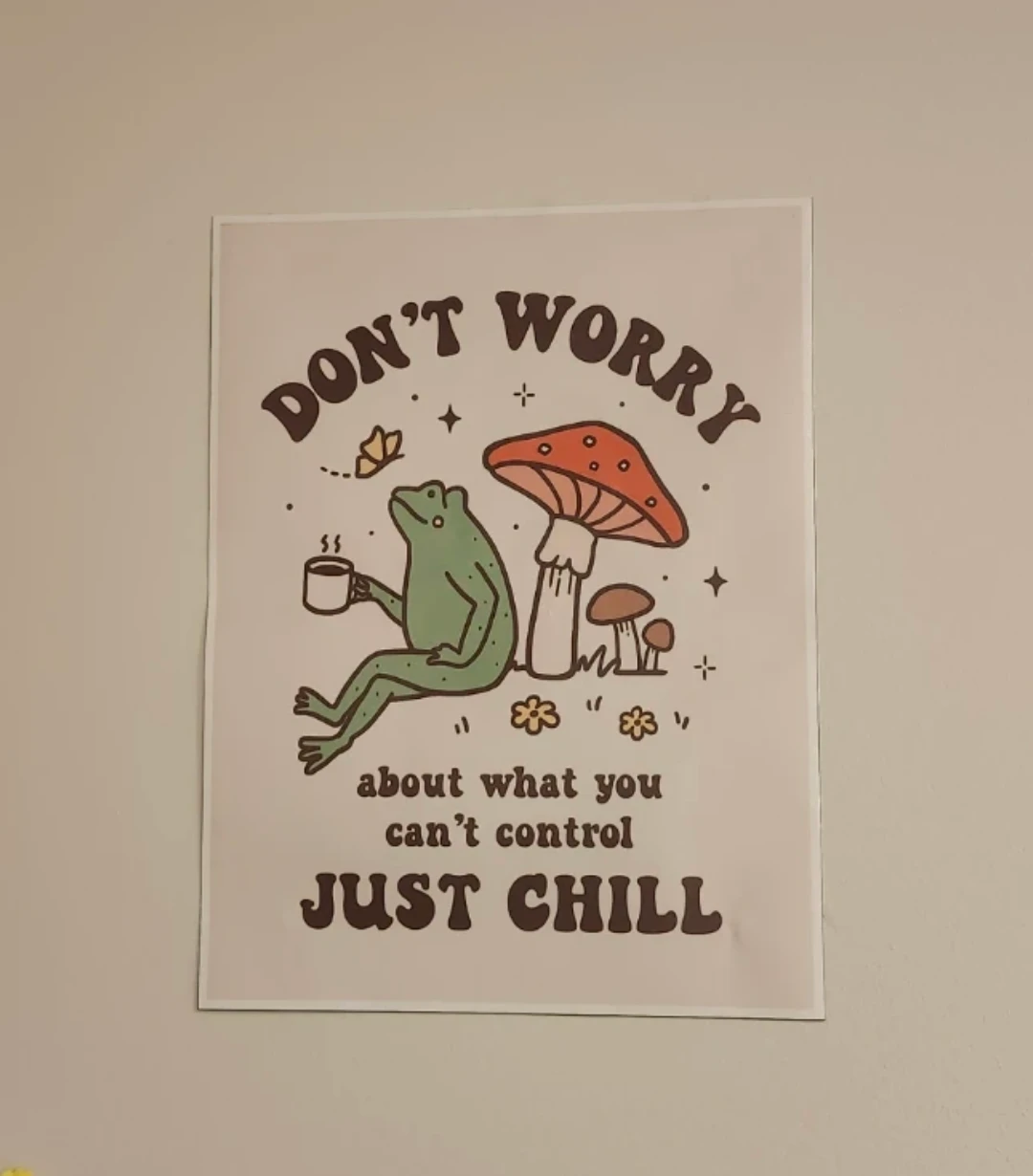 Frog and Mushroom "Just Chill" Wall Art