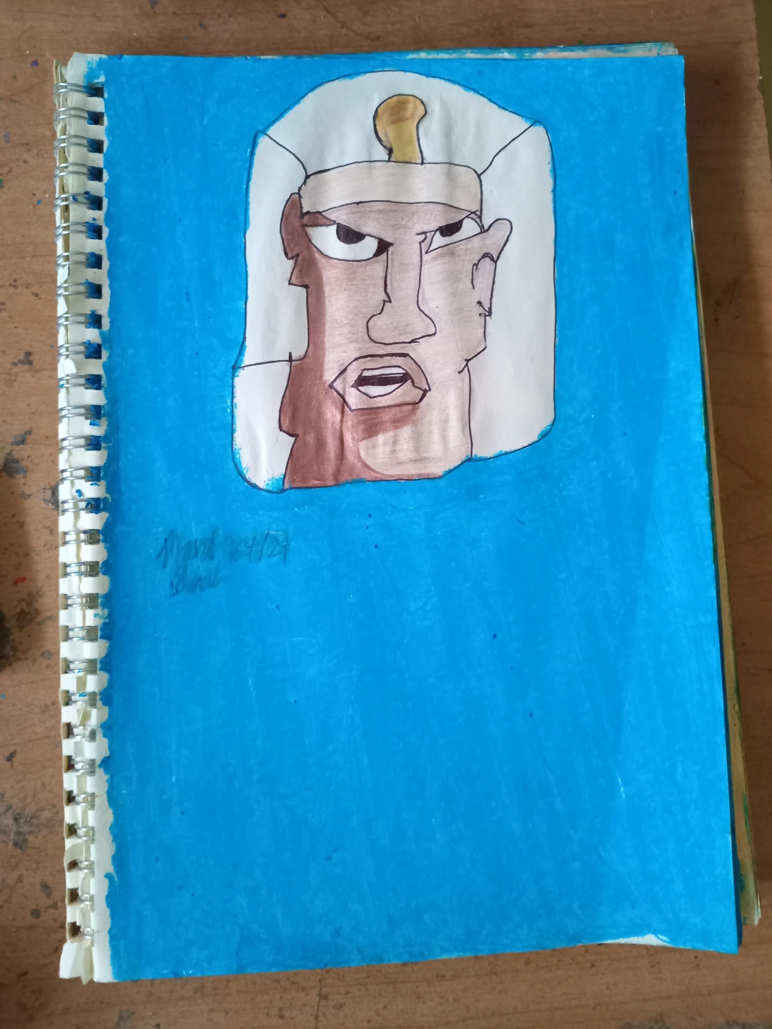Blue Background: Pharaoh King Cartoon Drawing