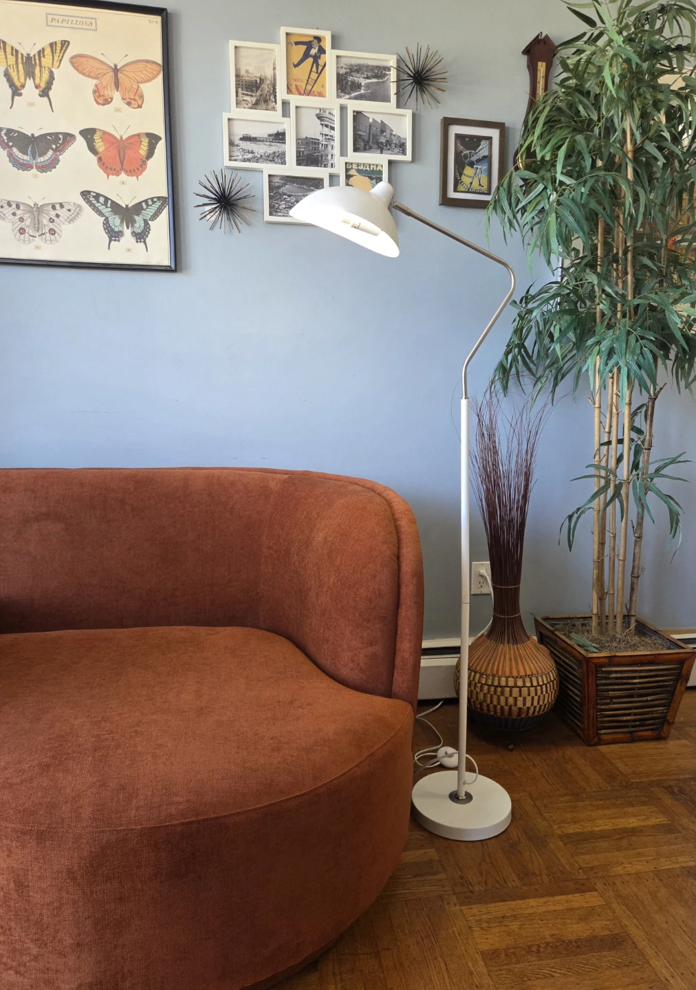 Retro White & Chrome Tilting Floor/Reading Lamp - photo 2