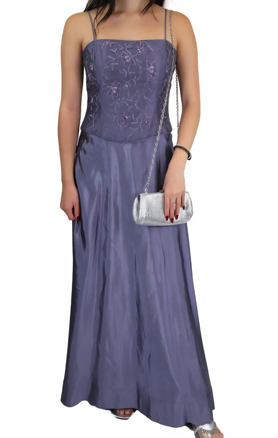 Purple Spaghetti Strap Evening Dress