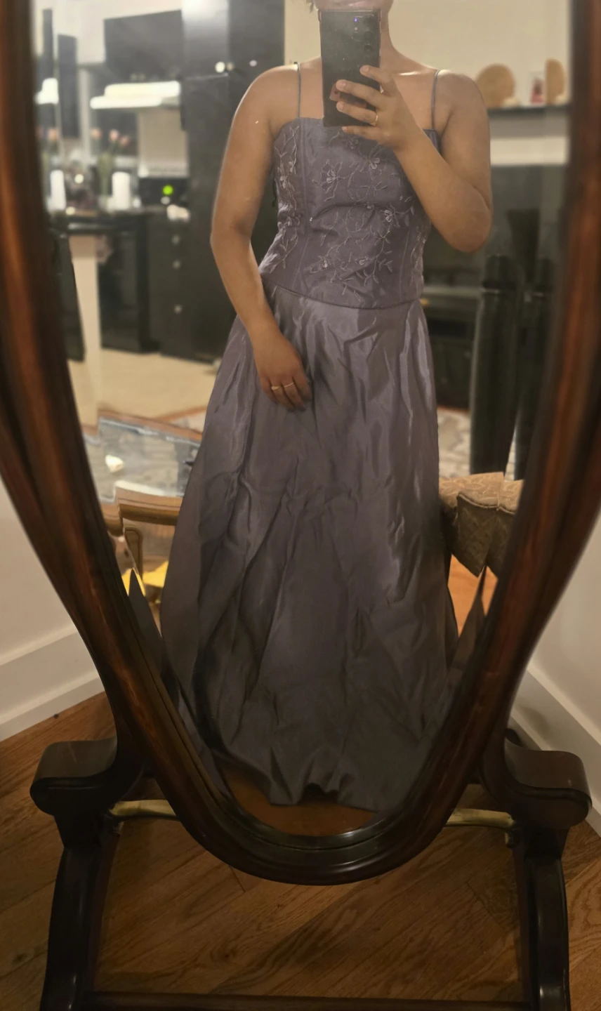 Purple Spaghetti Strap Evening Dress - photo 2
