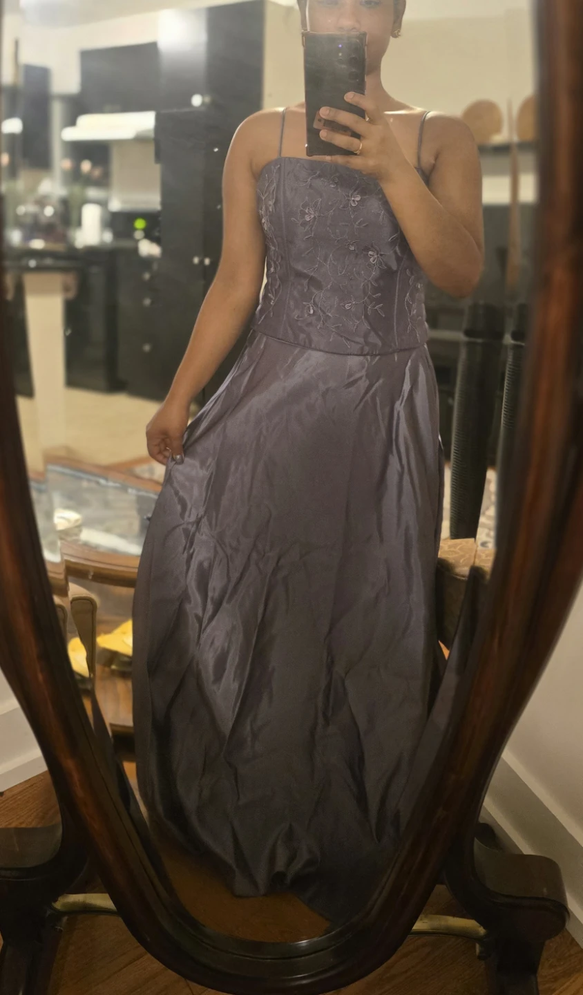 Purple Spaghetti Strap Evening Dress - photo 3