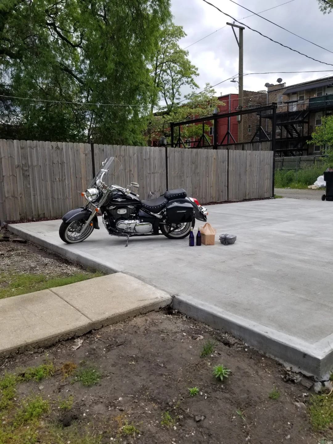 Black Motorcycle with Saddlebags