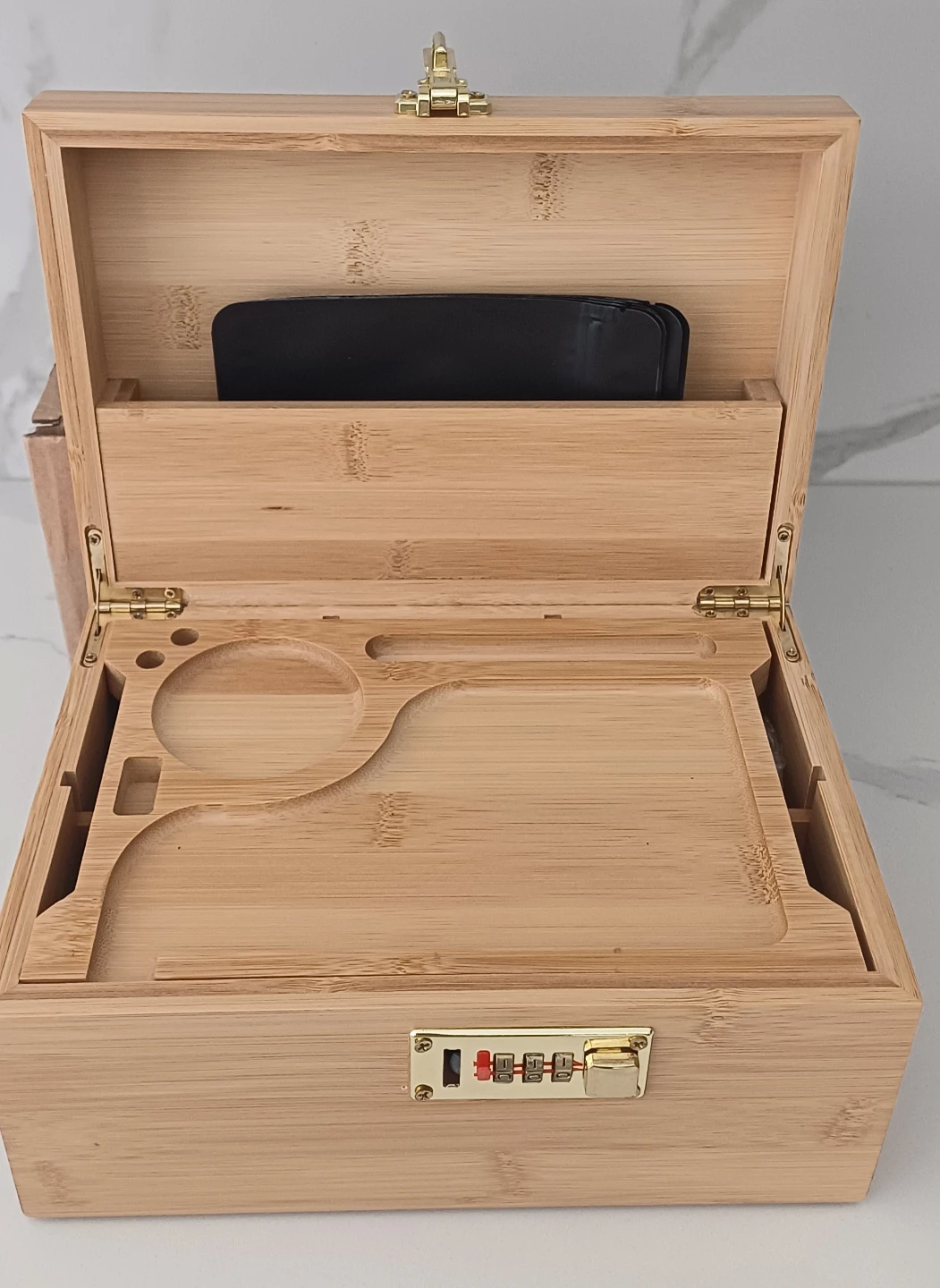 OZCHIN Bamboo Smell Proof Stash Box with Combination Lock - photo 3