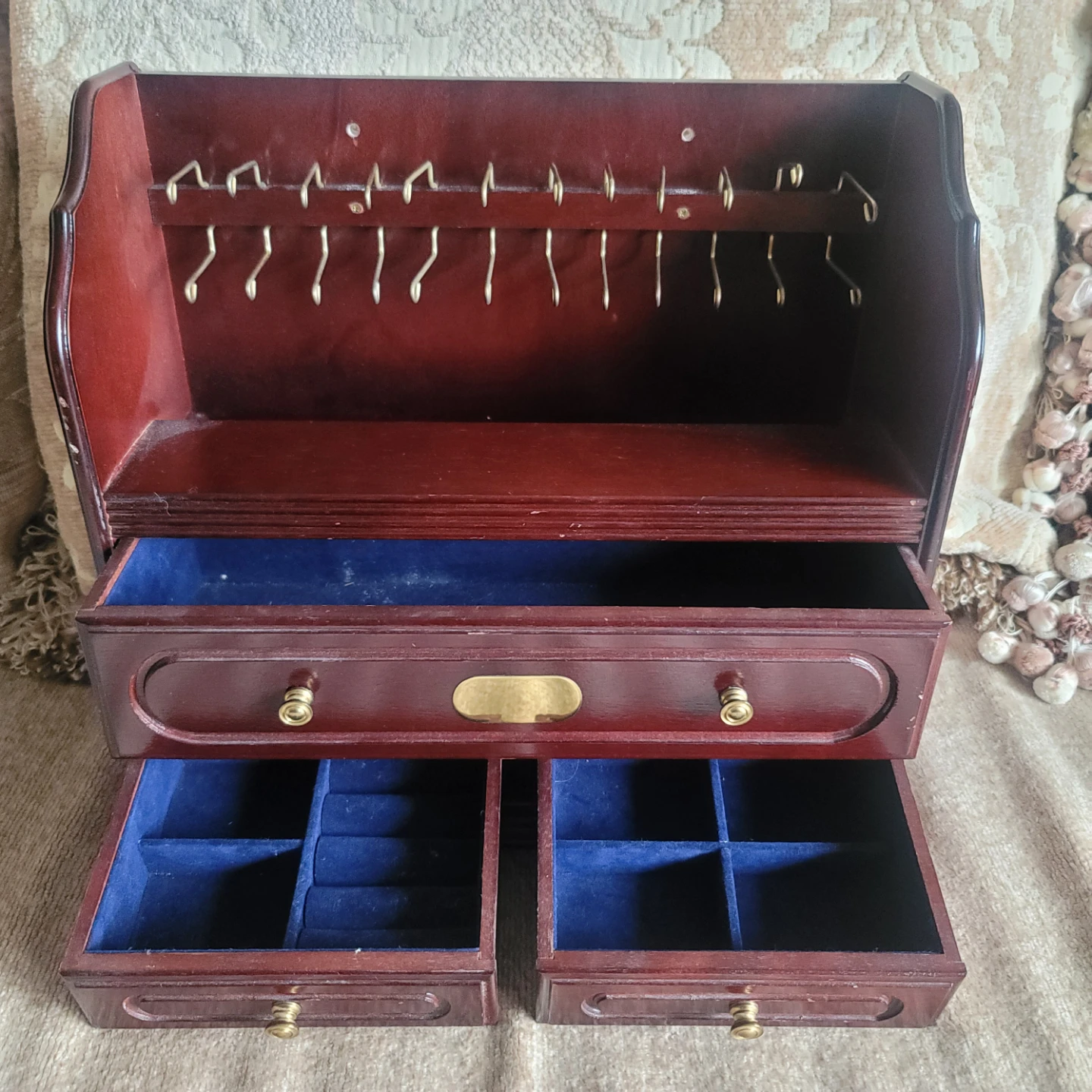 Vintage Wooden Jewellery Box with Drawers - photo 2
