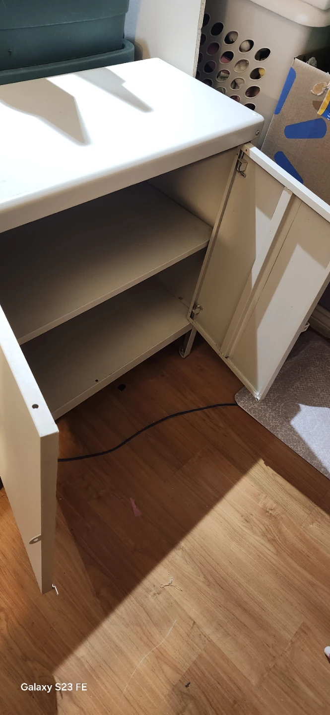 Cream Metal Two-Door Cabinet - photo 3
