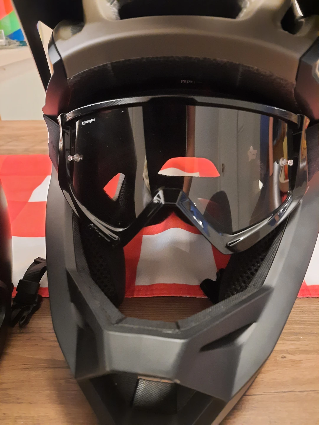 Fox Proframe Helmet with goggles and Krash helmet