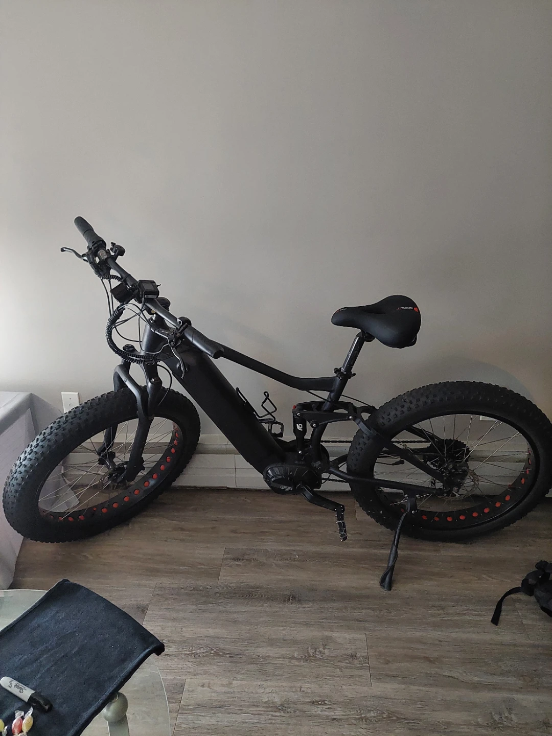 Black Fat Tire Electric Bike mid drive