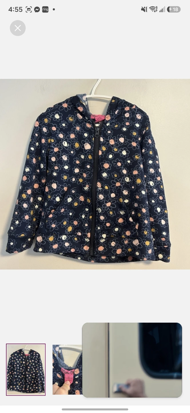 Mumu Co. Girls Flower Zip-Up Hoodie Size 6