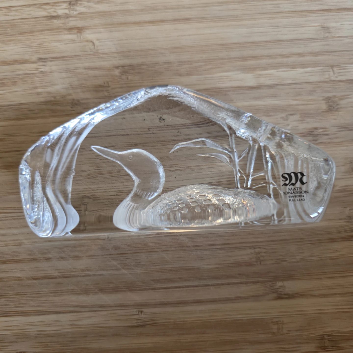 Mats Jonasson Maleras Swedish Crystal Loon Paperweight Figurine - photo 2