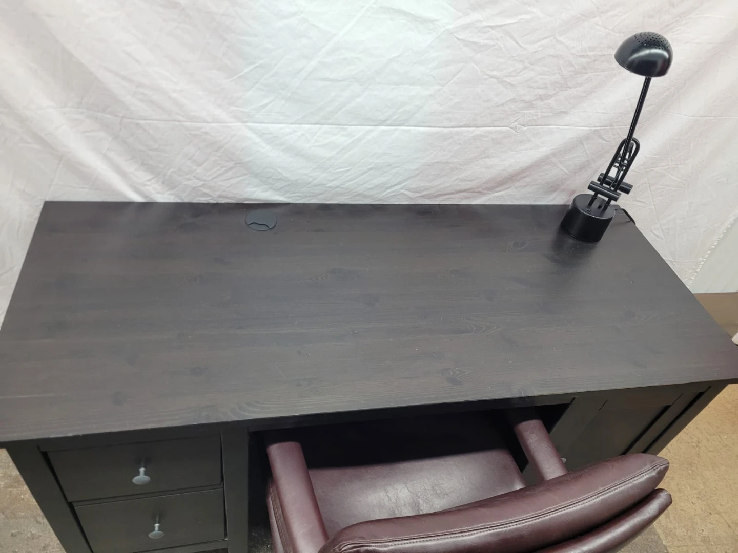 Dark Wood Desk with Chair and Lamp - photo 5