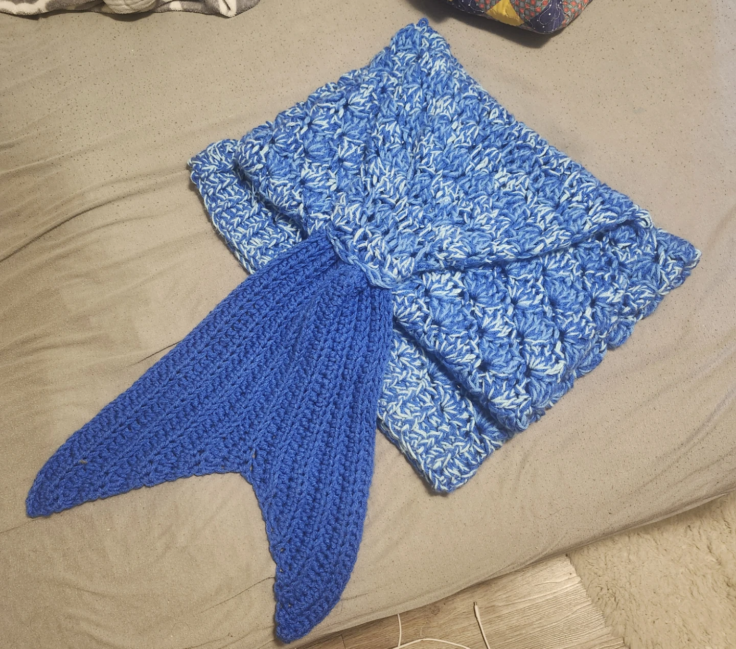Blue Crochet Mermaid Tail Blanket