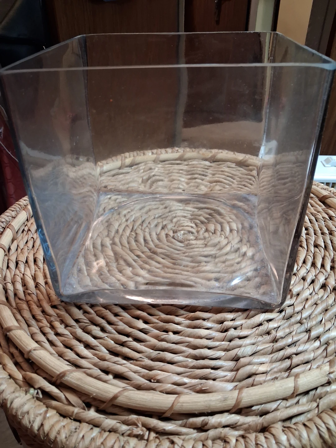 HEAVY LARGE SQUARE  GLASS FOR FLOWERS FOR ANYTHING