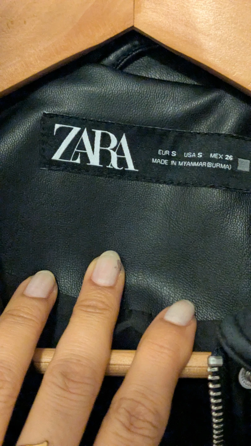 Zara Black Faux Leather Cropped Jacket - photo 3