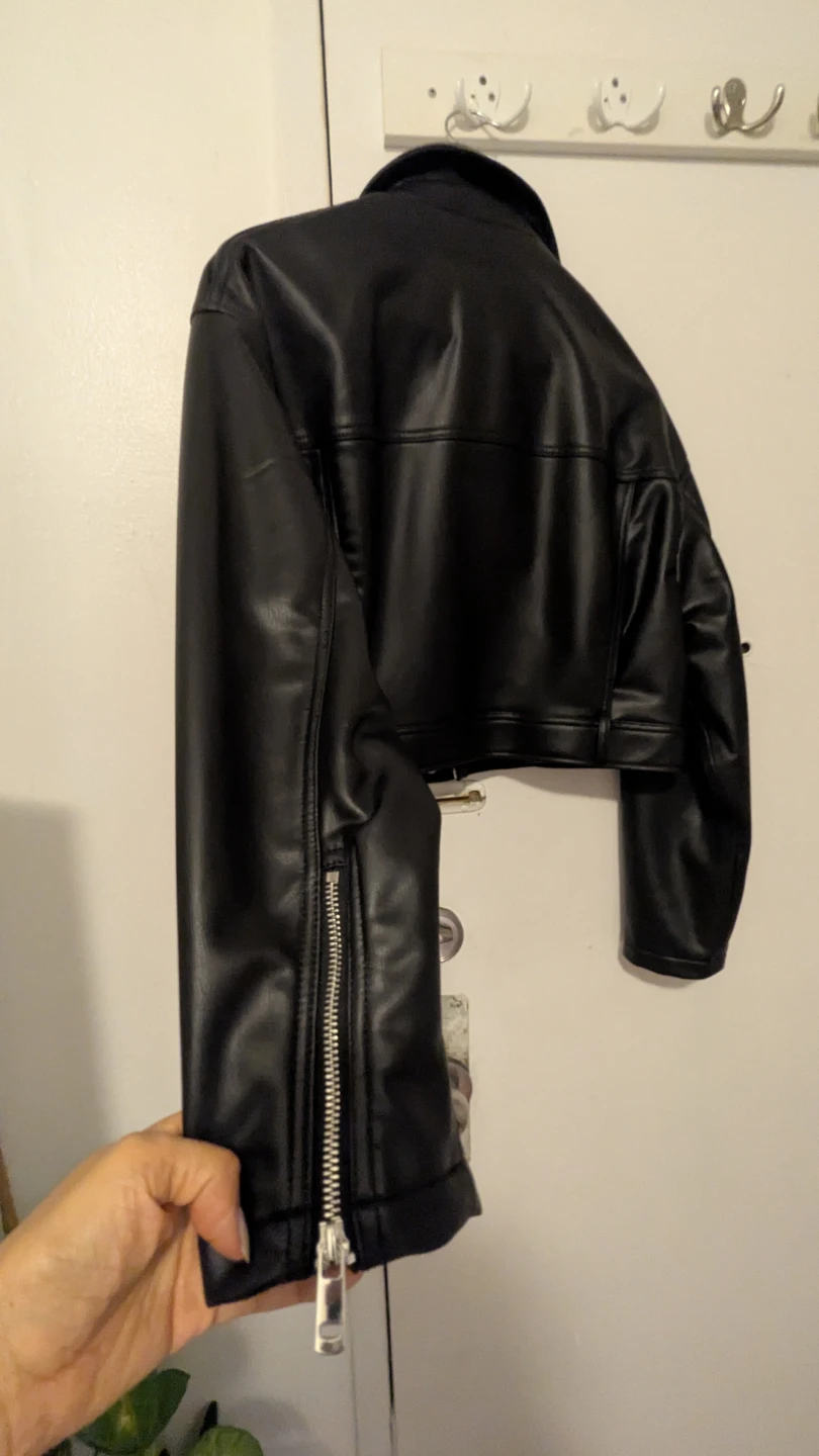 Zara Black Faux Leather Cropped Jacket - photo 4