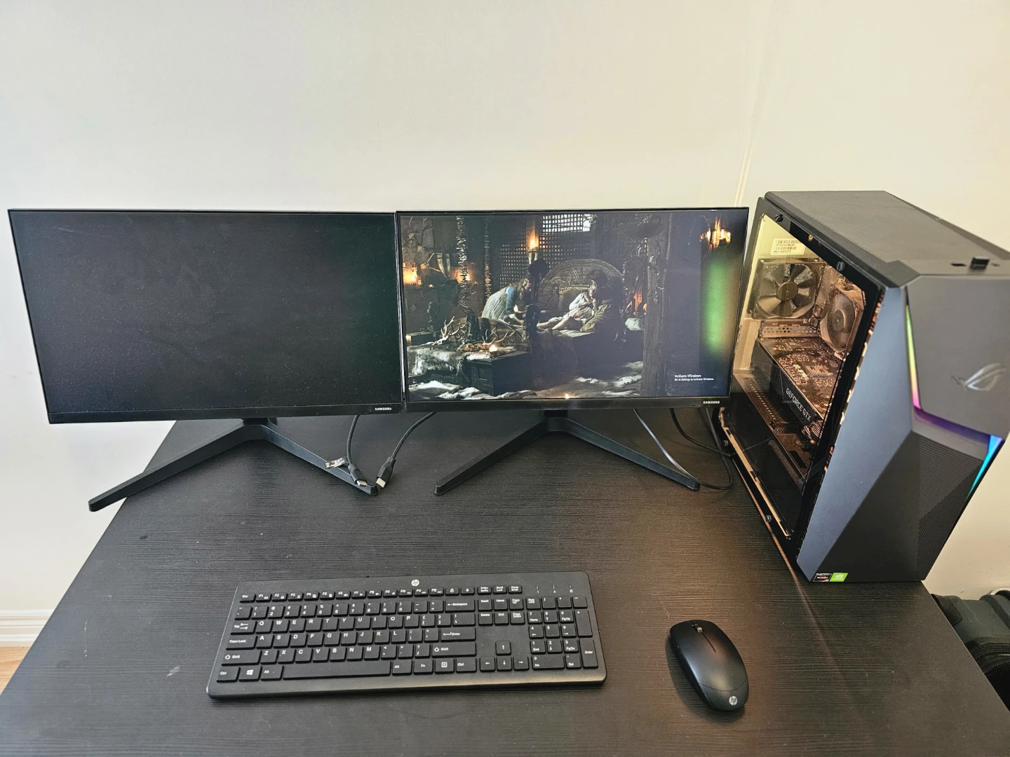Gaming PC Setup with Dual Monitors, Keyboard, and Mouse - photo 5