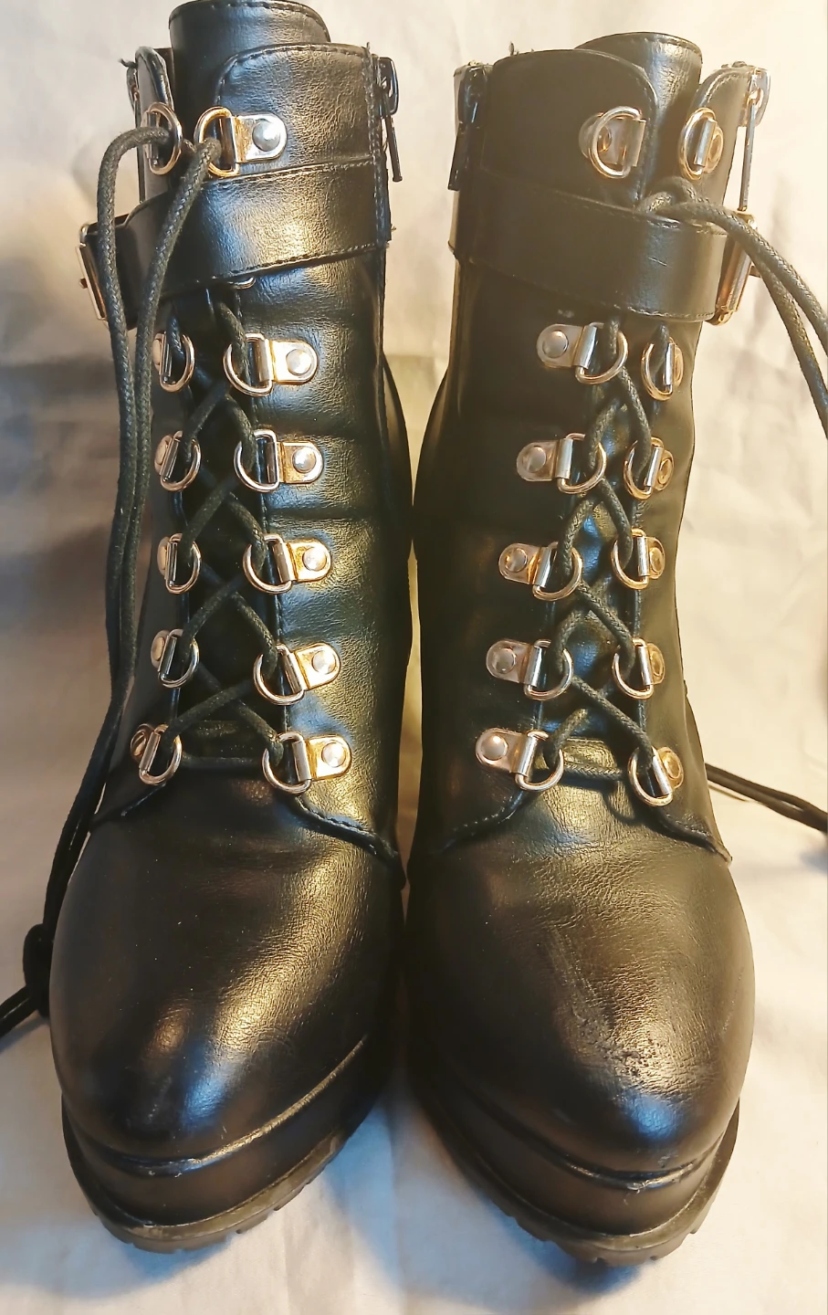 Black Lace-Up Heeled Ankle Boots - photo 3