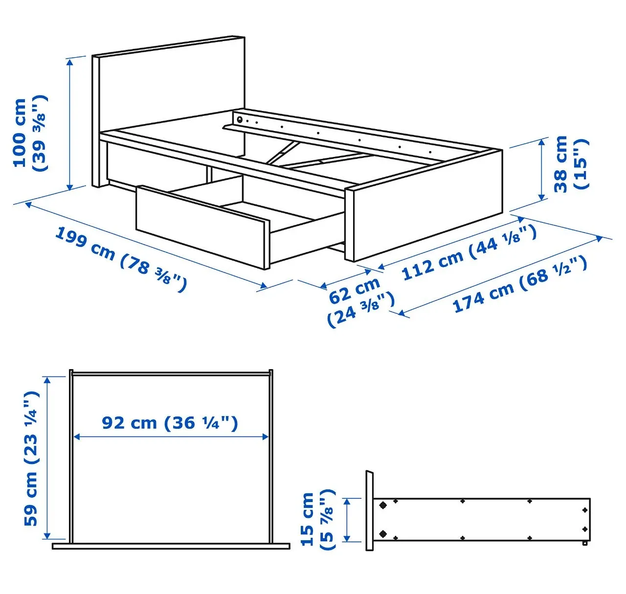 IKEA Malm Twin White Bed Frame with 2 Drawers - photo 4