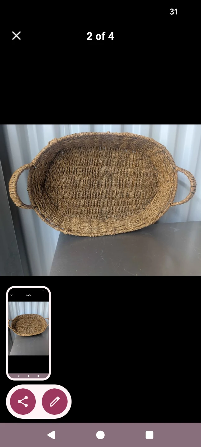 Woven Oval Tray with Handles