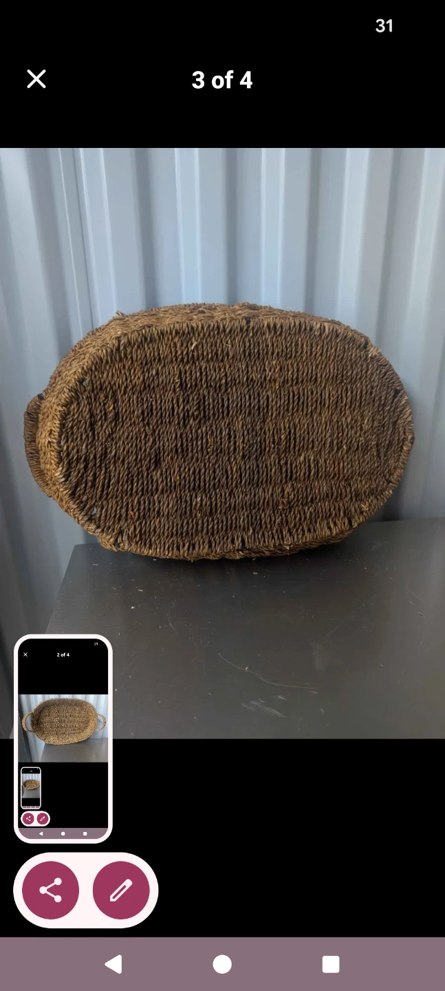 Woven Oval Tray with Handles - photo 3