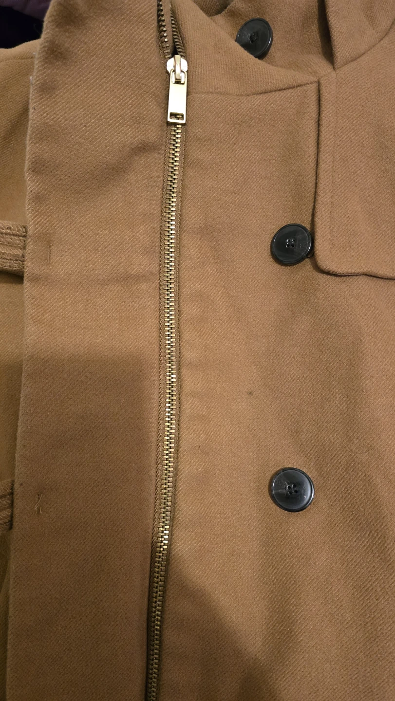 Zara Basic Brown Wool Blend Coat with Hood - photo 2