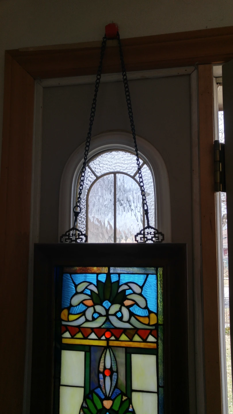 Stained Glass Window Panel with Hanging Chain - photo 3