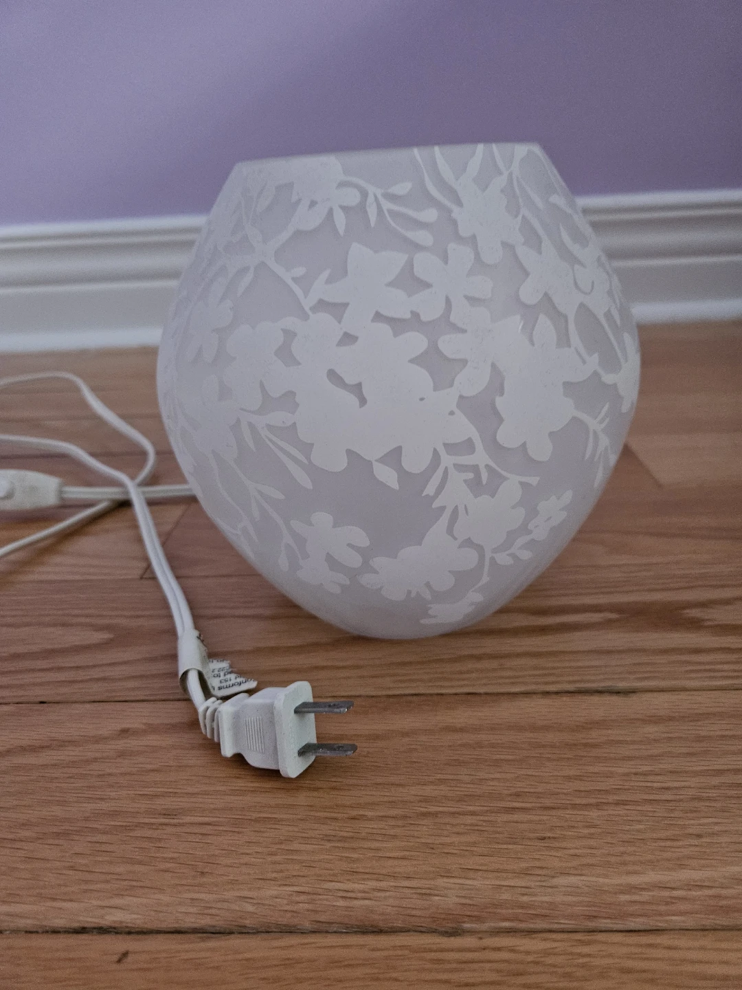 Ikea Frosted Glass Accent Lamp with Floral Etching