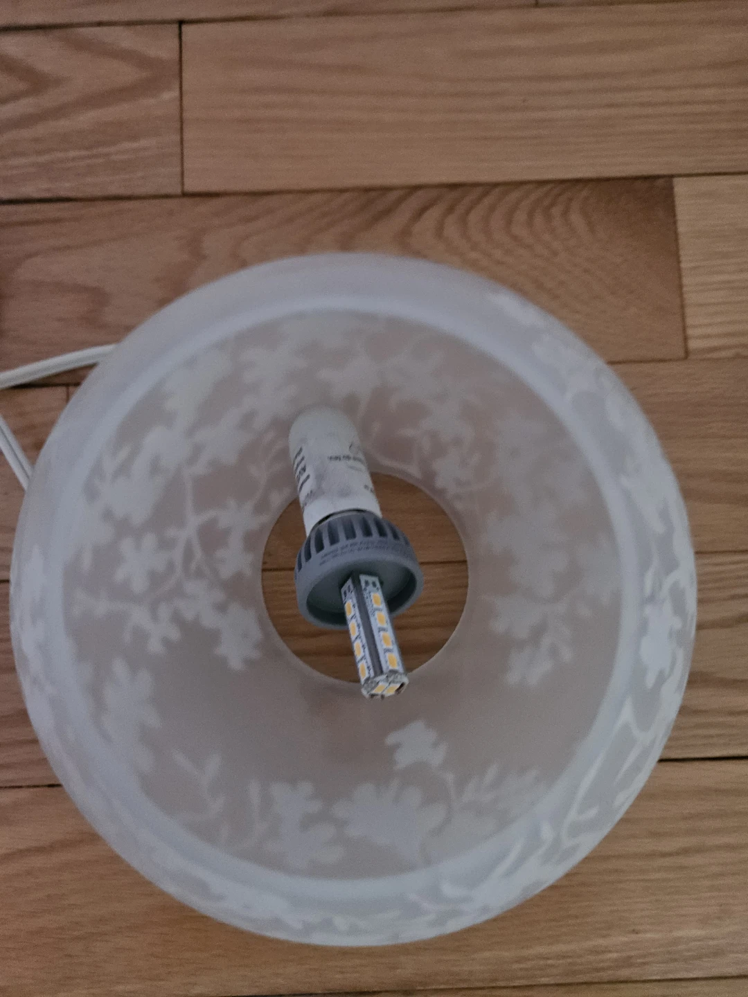 Ikea Frosted Glass Accent Lamp with Floral Etching - photo 3