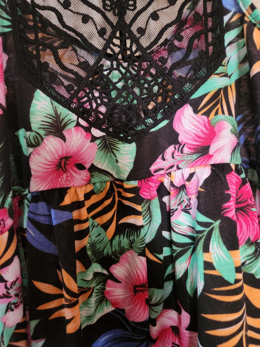 Tropical Floral Tank Top with Lace Back - photo 3
