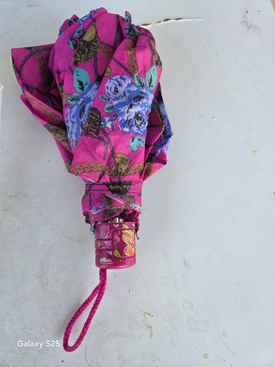 Pink Floral Foldable Umbrella - photo 3